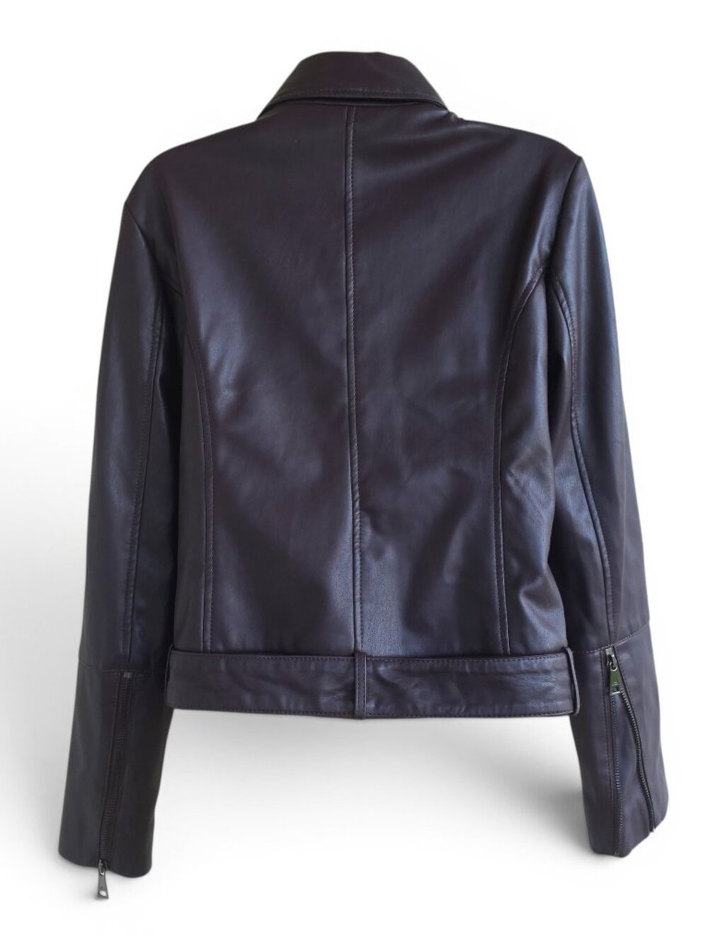 Ted Baker London Pipiy Faux Leather Biker Jacket in dark purple - Picture 2 of 15